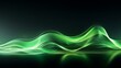 Flowing energy wave in neon green, stark minimalism, realistic 3D,