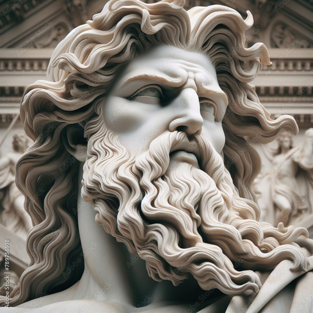 Zeus Ruling Old Timey Graphics Illustration of a Renaissance statue of Zeus, king of the gods. god of ...