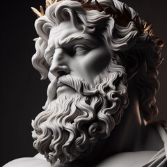 Illustration of a Renaissance statue of Zeus, king of the gods. god of sky and thunder. Zeus the king of the Greek gods ready to hurl lightning bolts down upon the earth and mankind.	