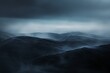 : A mysterious and abstract landscape with a dreamy and hazy horizon, set against a dark and monochromatic background