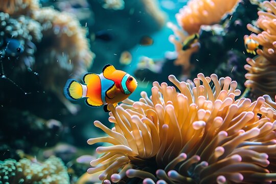 a photo of a fish and anemone .