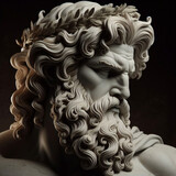 Fototapeta  - Illustration of a Renaissance statue of Zeus, king of the gods. god of sky and thunder. Zeus the king of the Greek gods ready to hurl lightning bolts down upon the earth and mankind.