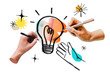 © Rawpixel.com - Colleagues brainstorming ideas png colorful light bulb mixed media, transparent background