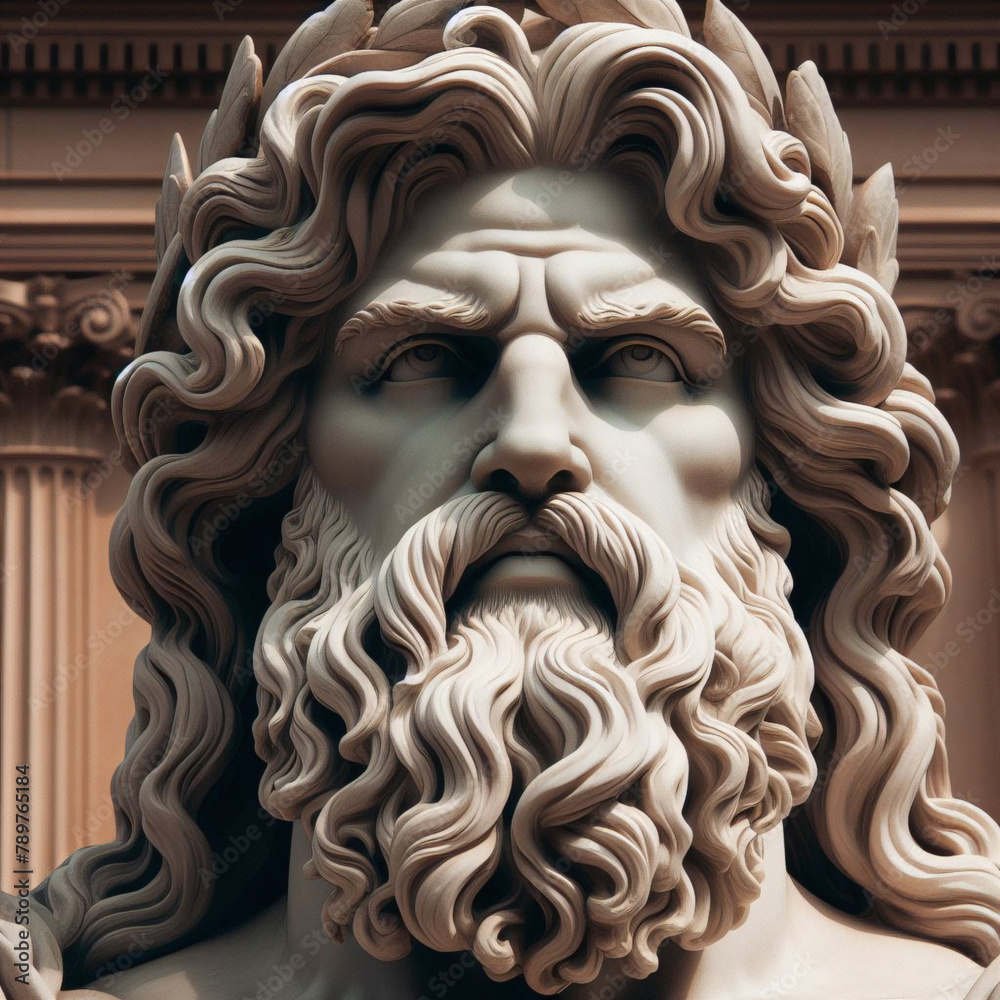 Zeus Ruling Old Timey Graphics Illustration of a Renaissance statue of Zeus, king of the gods. god of ...
