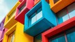 © Yuparet - Color Block Architecture,The bold architecture of a building is highlighted by color blocking, showcasing a dynamic and modern aesthetic through bright, contrasting hues and geometric fo