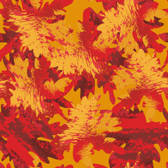 Wall Mural - Bright colorful autumn vector seamless pattern with red and yellow maple leaves for printing on fabric prints covers web design decoration for seasonal holidays and festivals.