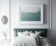 contemporary bedroom, minimalism interior design, decor painting, wall art, simplicity, dark green, white, 3d, AI