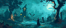 Halloween Night Banner Poster Background 