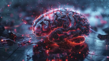 Aufkleber - 3d illustration. Brain. Tech memory.