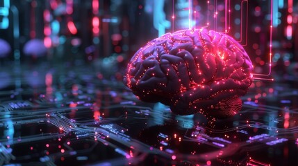 Aufkleber - 3d illustration. Brain. Tech memory.