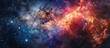 Vivid and vibrant space scene displaying a colorful galaxy filled with stars and distant nebulas shining brightly in the cosmos