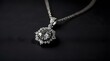 Luxury jewelry, platinum necklace with diamonds on dark silk fabric close-up. Golden necklace.generative.ai
