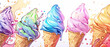 Colorful ice cream banner background 
