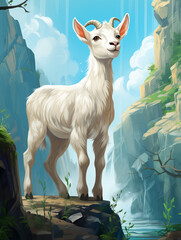 Wall Mural - goat on the mountain
