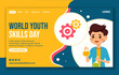 Youth Skills Day Social Media Landing Page Cartoon Hand Drawn Templates Background Illustration