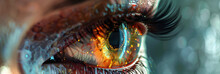 Close Up Of A Eye, A Huge Fairy Tale Mystical Eye Of A Monster Or Living. 