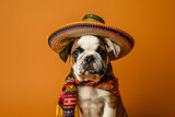Fototapeta Tęcza - Cinco de Mayo celebration. Cute dog wearing a Mexican sombrero