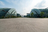 Fototapeta  - Empty paths and modern office buildings in science and technology parks, Chongqing, China.