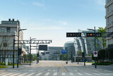 Fototapeta  - Zebra crossings and traffic lights on technology park roads， Chongqing, China.