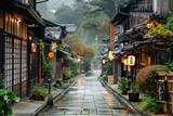 Fototapeta  - The historic streets of Kanazawa's Higashi Chaya district, where beautifully preserved tea houses transport visitors back in time to the Edo period.