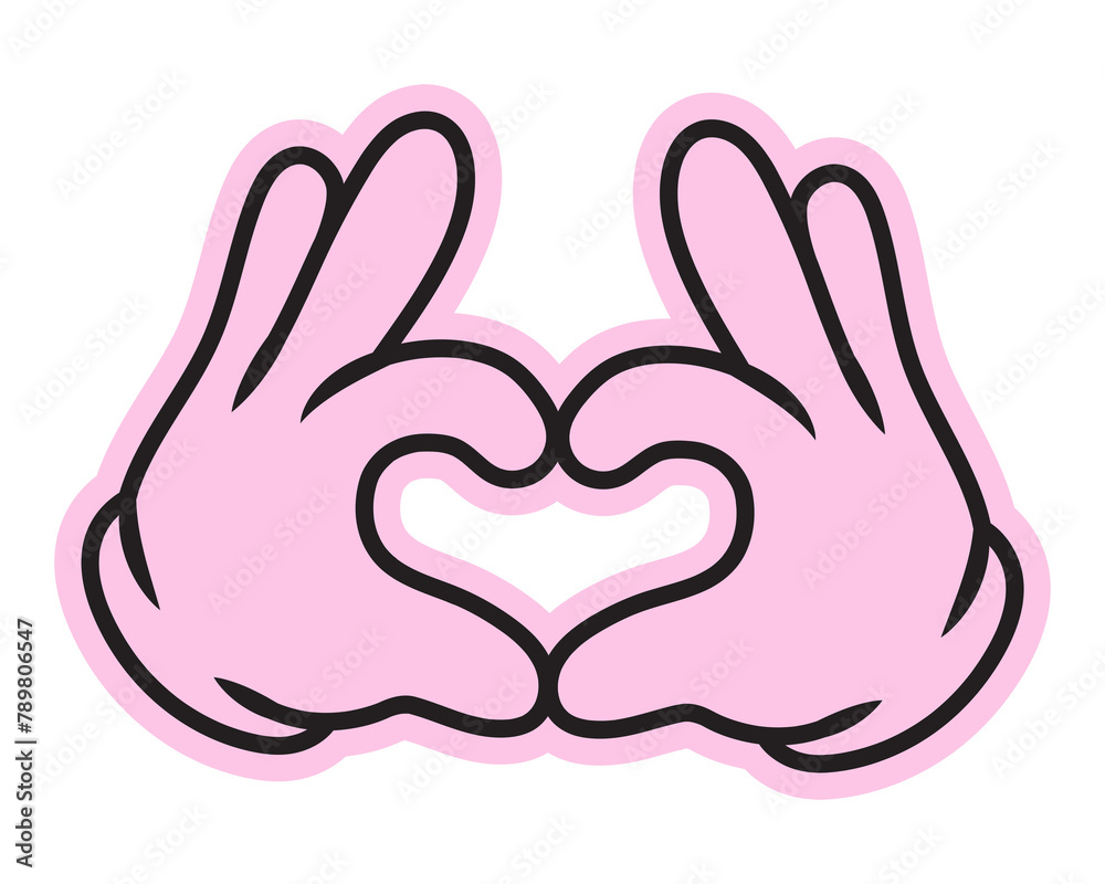 Cartoon heart hands png, gesture line art illustration, transparent ...