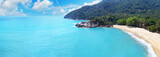 Fototapeta Konie - Sea view on tropical island beach, ocean panorama, mountain viewpoint landscape, Koh Phangan, Haad Than sadet national park, Surat Thani, Thailand, Southeast Asia, summer holidays, vacation, travel