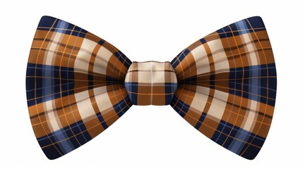 Stylish bow tie with checkered motif on isolated background - fashionable accessory clipart for trendy designs