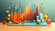 Creative colorful abstract statistical data visualization with geometric shapes

