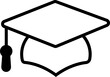 Graduation cap line icon, university or college graduation hat icon, student graduation cap diploma, vector illustration.