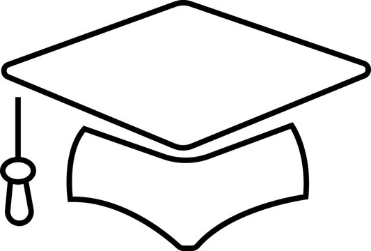 Graduation cap line icon, university or college graduation hat icon, student graduation cap diploma, vector illustration.