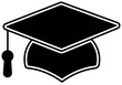 Graduation hat cap fill icon. Academic cap. Graduation student black cap and diploma. Vector Illustration. Vector Graphic. 