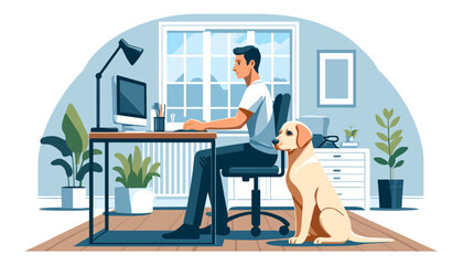 Wall Mural - Concept of remote meeting at home. Vector illustration.