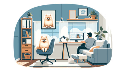 Wall Mural - Concept of remote meeting at home. Vector illustration.