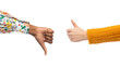 Png Thumbs up down hands mockup agree and disagree gesture