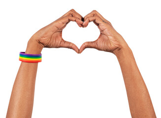 Wall Mural - Png Heart hand gesture mockup LGBTQ+ ally campaign