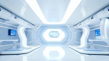 Poster - White futuristic interior of a space ship or futuristic laboratory