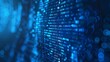 Deep blue binary code data on dark background. Information technology and computing concept.