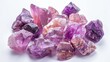 Pink and purple amethyst stones arranged in a clean, minimalist fashion, ideal for modern home decor or healing stone promotions