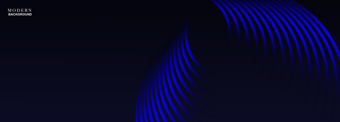 Wall Mural - Dark blue abstract background with glowing geometric lines. Modern shiny blue lines pattern. Futuristic technology concept abstract wave dark background. vector illustration.