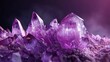 Macro close-up of an amethyst crystal, vivid purple hues, detailed geological textures, on a sleek isolated background