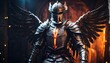 a angel theme knight warrior on medieval era with glowing armor from Generative AI