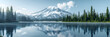 Scenic Picture lake with mount Shushan reflection in Washington, Lake in mountains Digital illustration.
