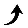 Arrow png icon, curved sticker, right direction transparent symbol in black and white