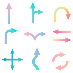 Arrow png sticker, traffic road sign in pastel gradient design set