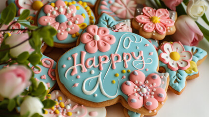 Wall Mural - A close up of a plate of decorated cookies