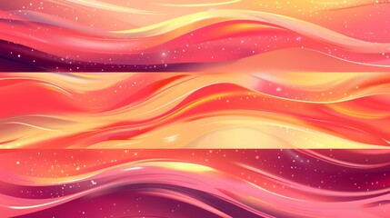 Poster - Smooth shiny red waves with abstract modern banners