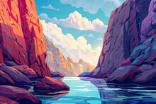 Deep Gorge, Illustration Style Landscape
