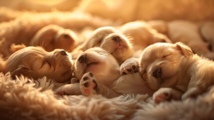 Canvas Print - A group of puppies laying on top of each other