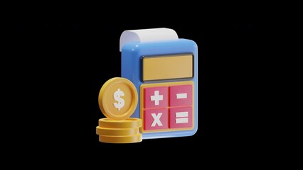 Poster - 3D Animation of Financial Calculation Accurate Budgeting and Planning | Alpha Channel