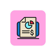 Sticker - Financial report line icon. Diagram, dollar sign, analytics. Marketing concept. Can be used for topics like analysis, finance, accounting